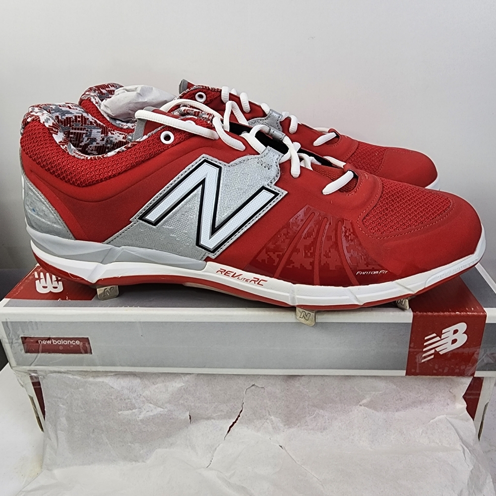 New Balance Baseball Cleats Men's Size 16 Spikes L3000TR2 RevLite RC Red White